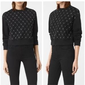 All saints black embellished crop sweater